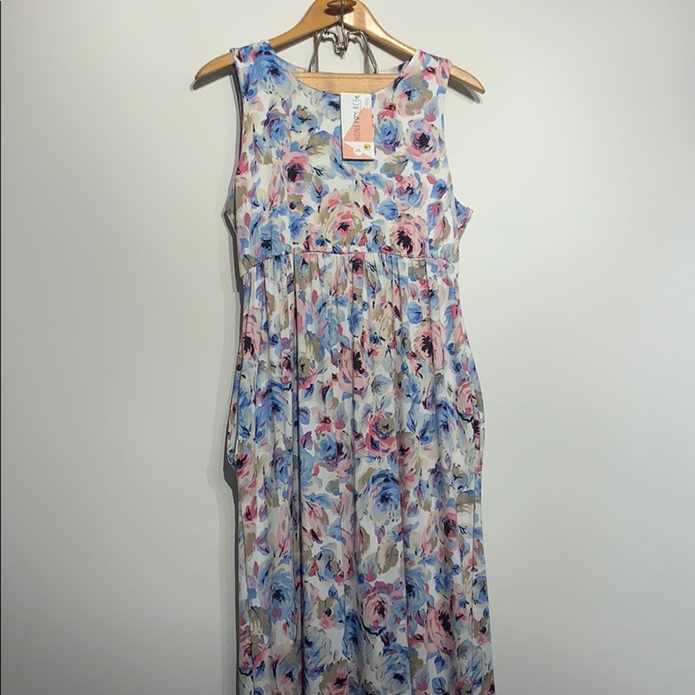 Honey & Lace floral sleeveless 2X maxi dress